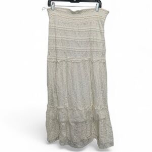 Solitaire White Lace Boho Maxi Skirt